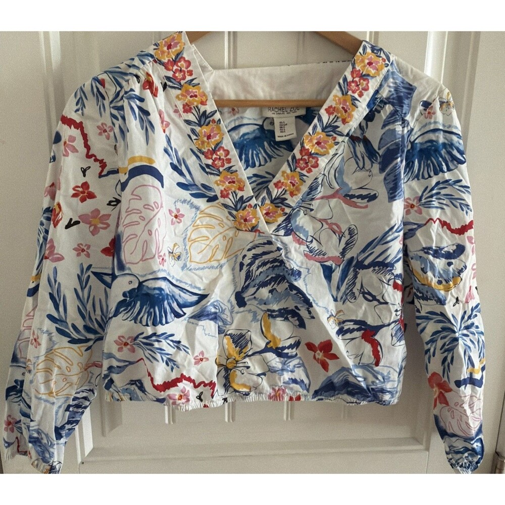 Rachel Zoe Women’s Crop Top Size S Tropical Floral Cotton Lightweight